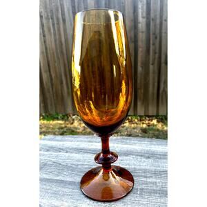 Stunning Mid-Century Vintage Amber Glass 14.5" Vase Display Piece-Rare